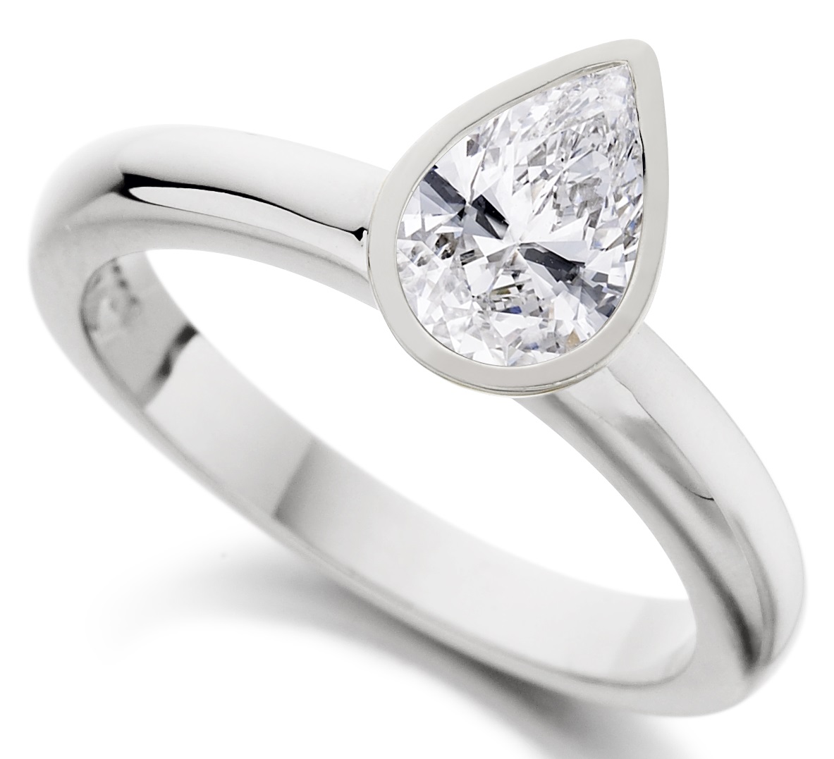 Pear Shape Rub Over White Gold Engagement Ring ICD2852 Main Image